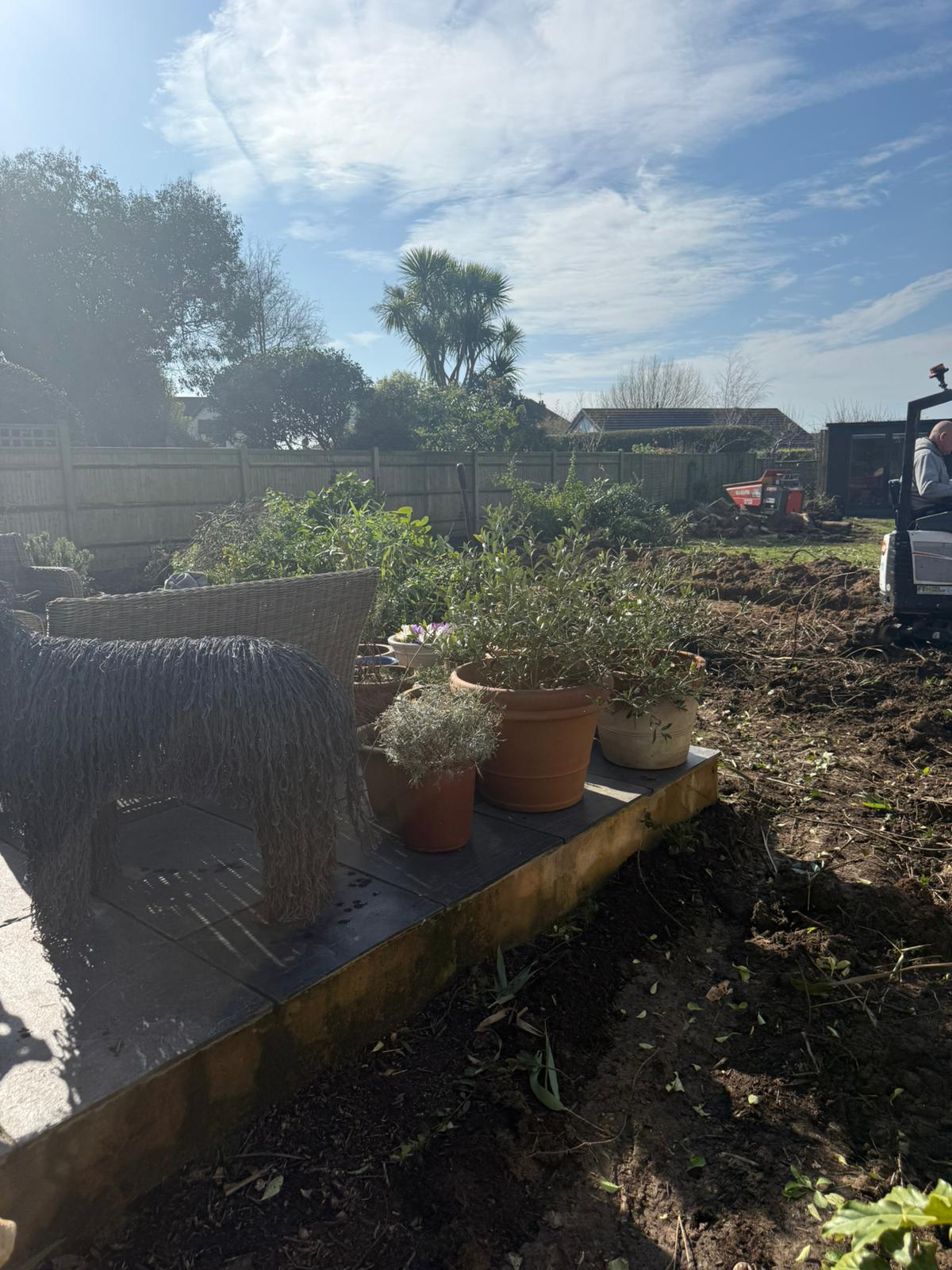 Garden makeover excavation and groundworks stage West Sussex
