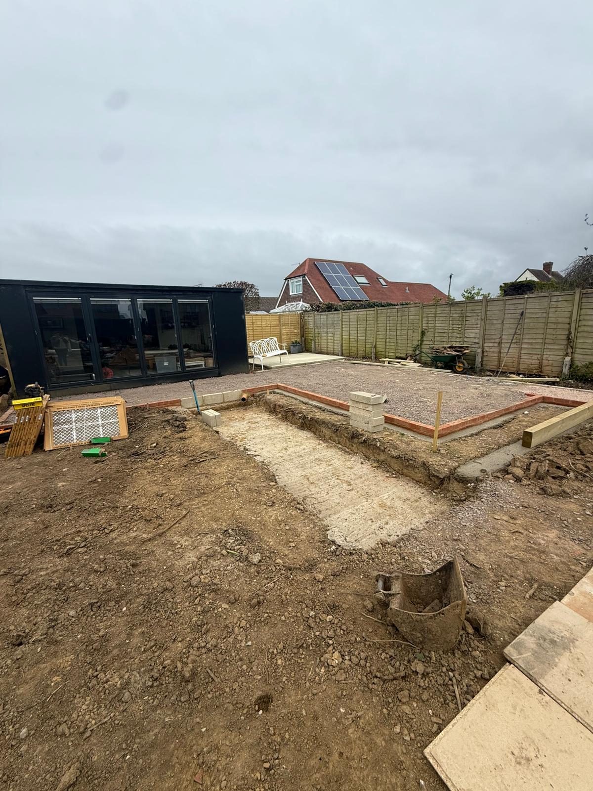 Garden groundworks and foundations taking shape West Sussex