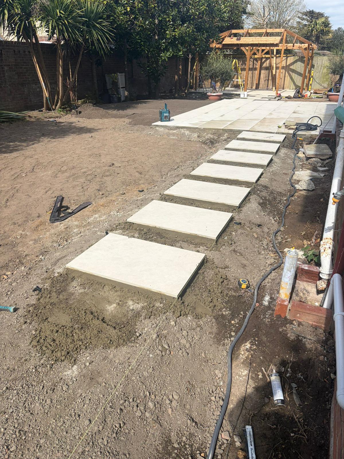 Garden graded and prepared for paving and lawn West Sussex
